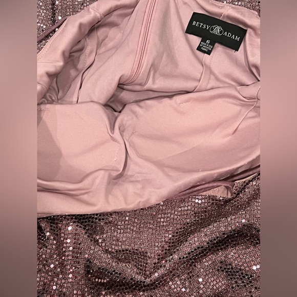 Adam Pink Sequin Maxi Gown Spaghetti Strap Prom - Picture 11 of 13